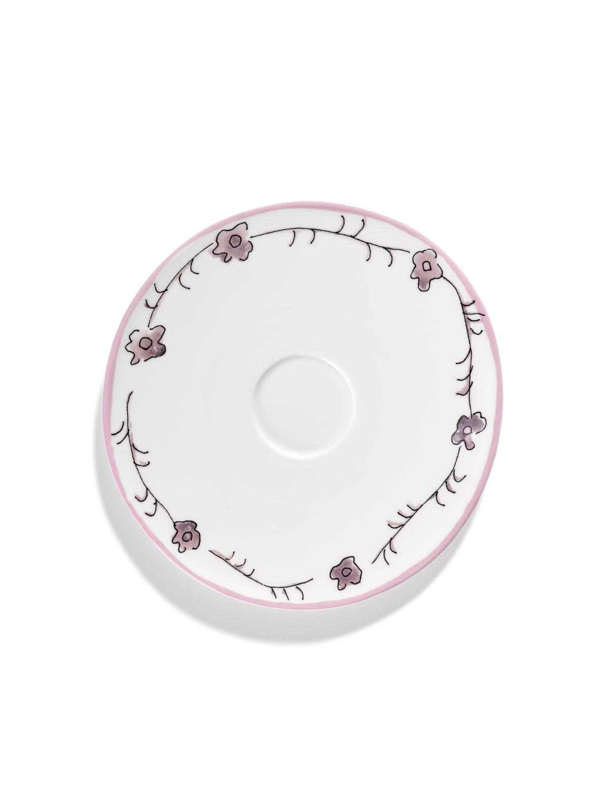 Midnight Flowers - Lot De 2 Soucoupes Pour Consommé - Porcelaine Bone China - Foncé Viola
