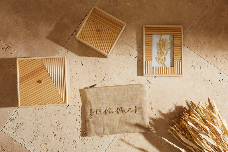Lot De 2 Boîtes - Blue Sand - Pin + Mdf + Rotin - Naturel