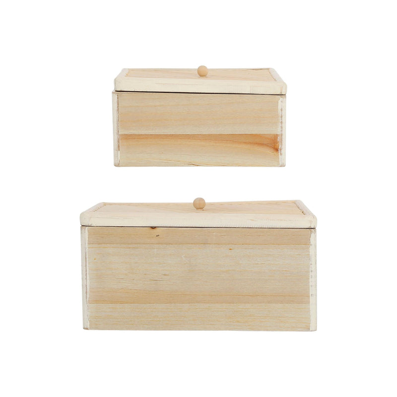 Lot De 2 Boîtes - Blue Sand - Pin + Mdf + Rotin - Naturel
