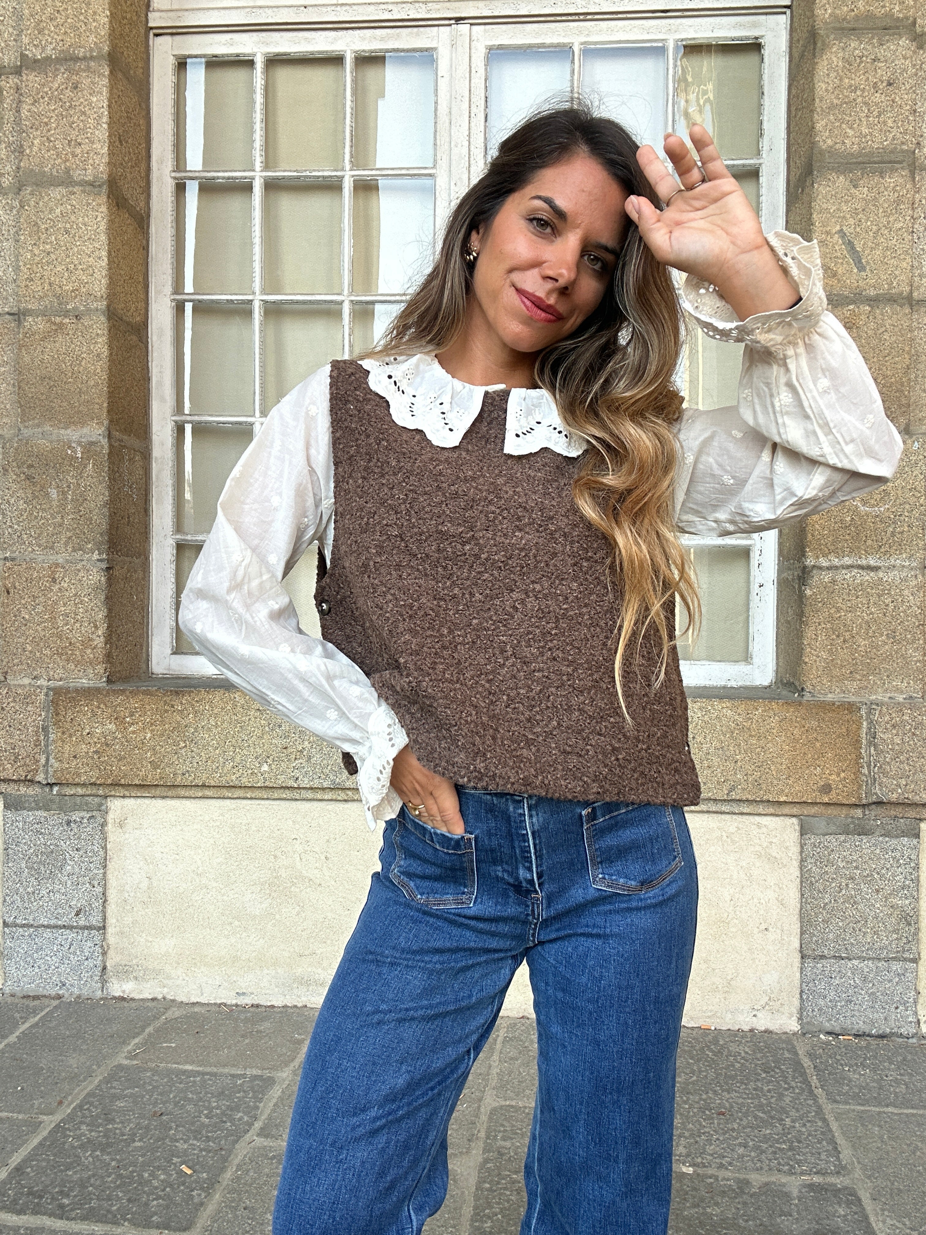Jersey sin mangas Louisa marrón