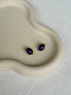 Vintage Earrings - Ovals and Blue Cabochons
