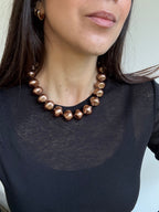 Collar Vintage - Cuentas Marrón Esmaltadas