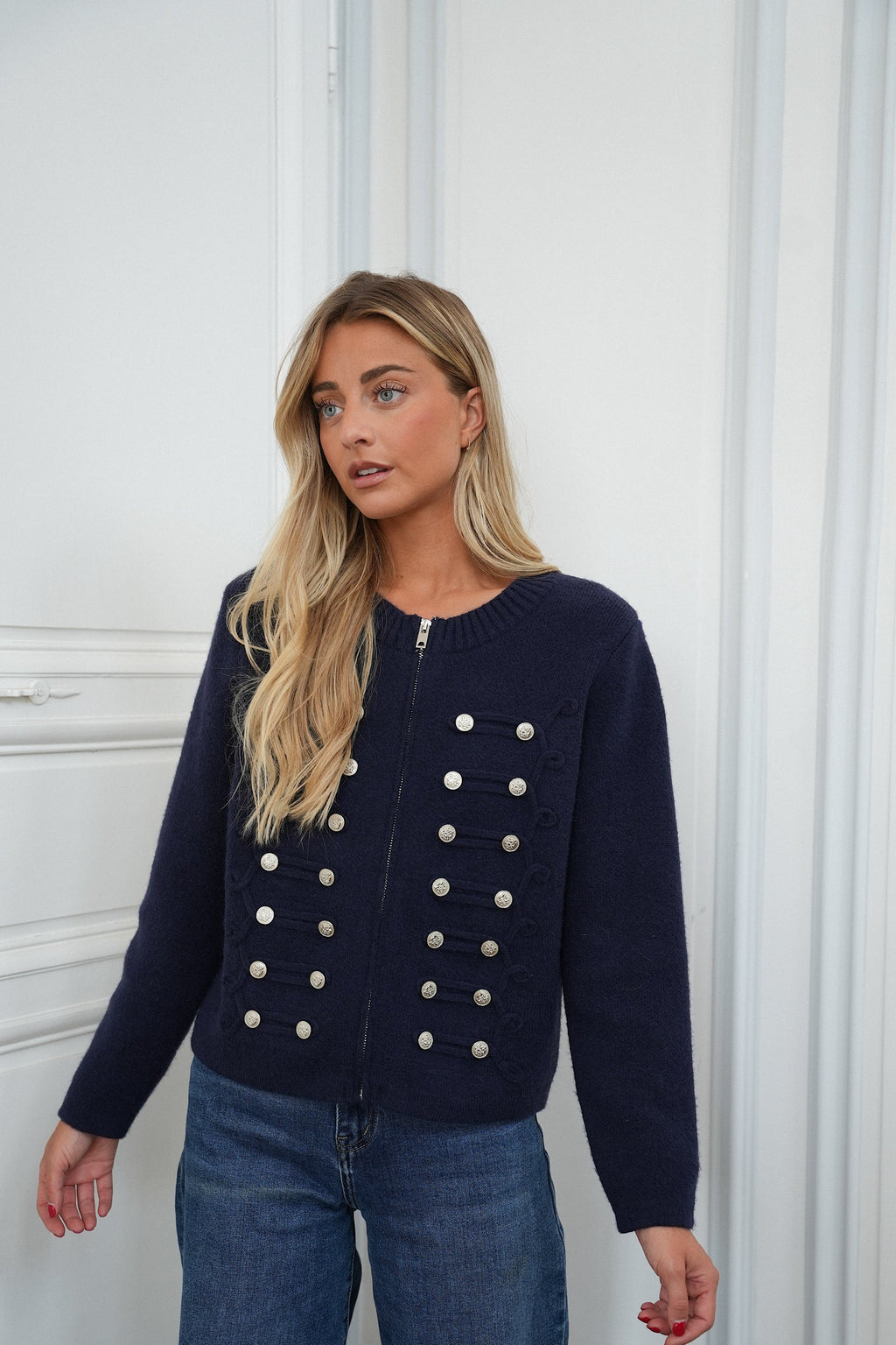 Chaqueta de Punto con Cremallera Ben - Marino