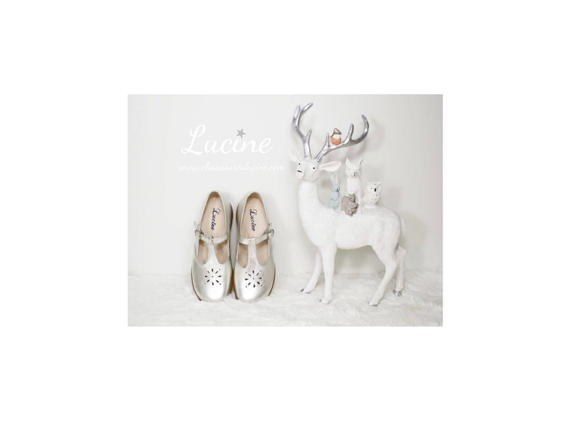 Girls' Alma Buckle Durable Mary Jane Shoes - Silver Leather - Girls