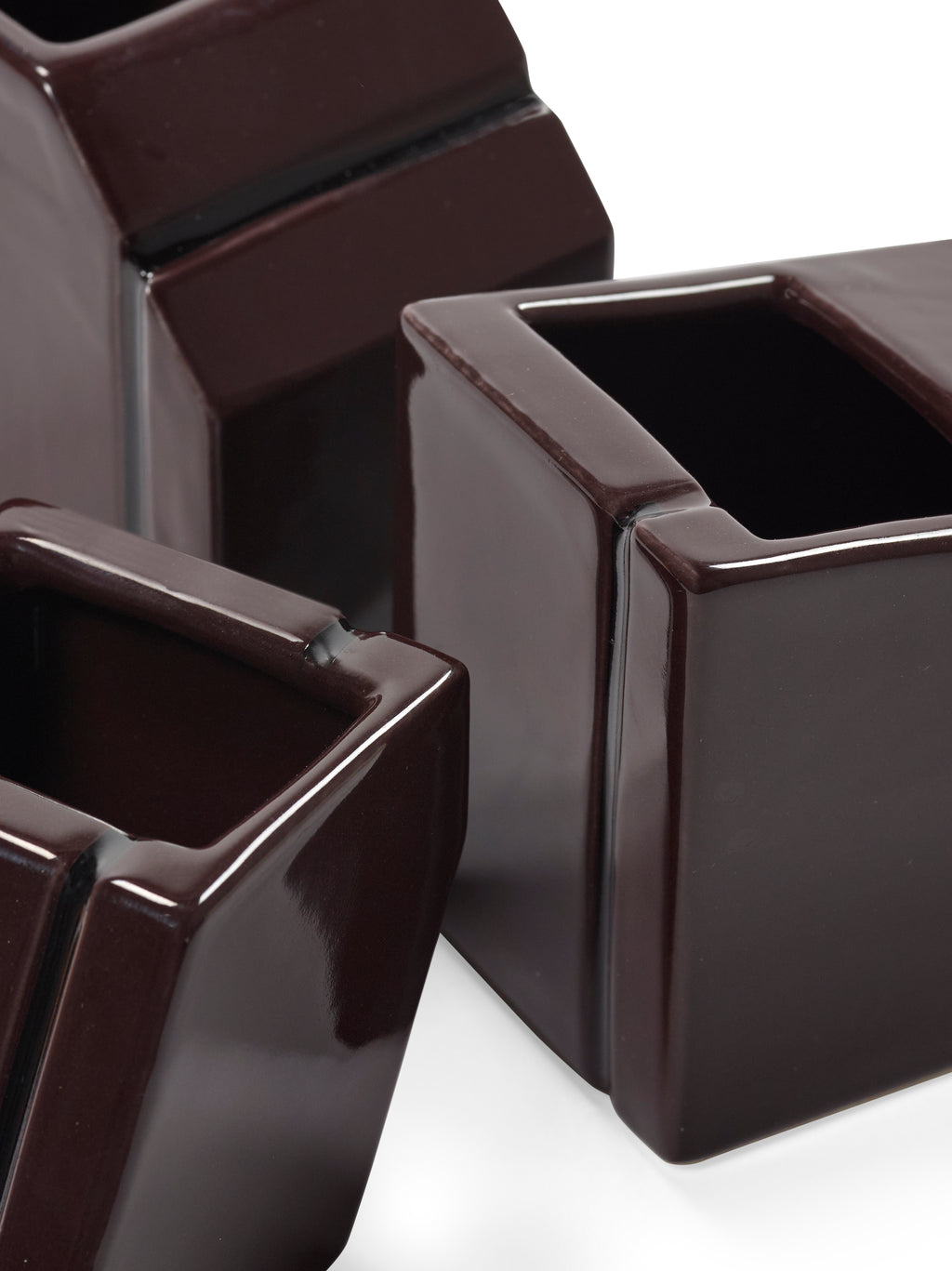 Accessories Silos - Assortiment De 3 Vases Mini - Porcelaine - Bordeaux