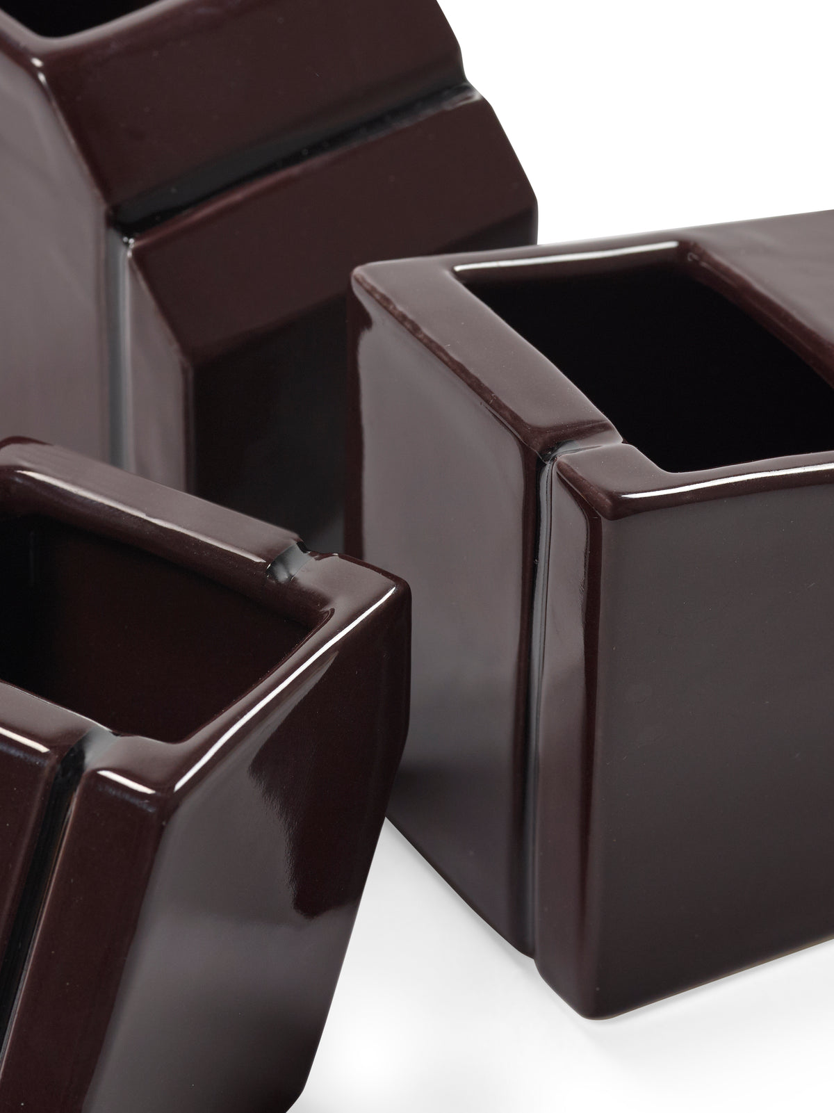 Accessories Silos - Assortiment De 3 Vases Mini - Porcelaine - Bordeaux