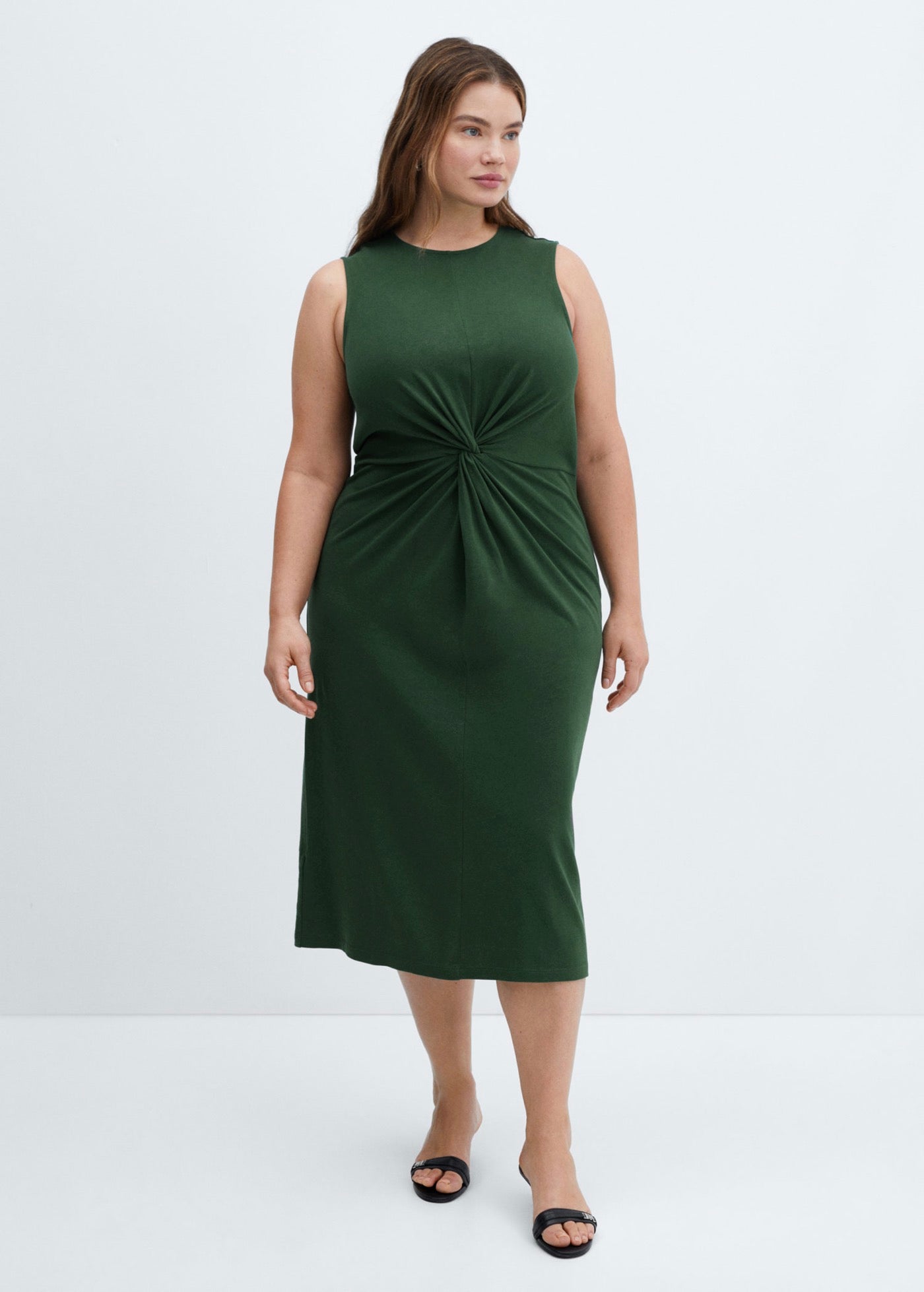 Robe Midi Détail Drapé