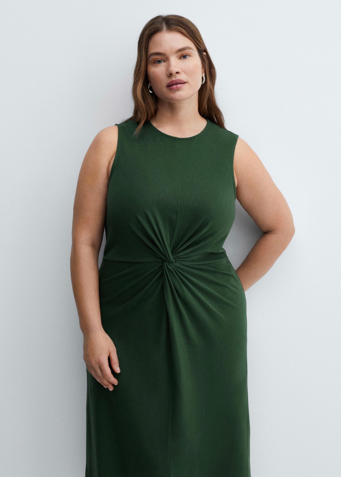 Robe Midi Détail Drapé