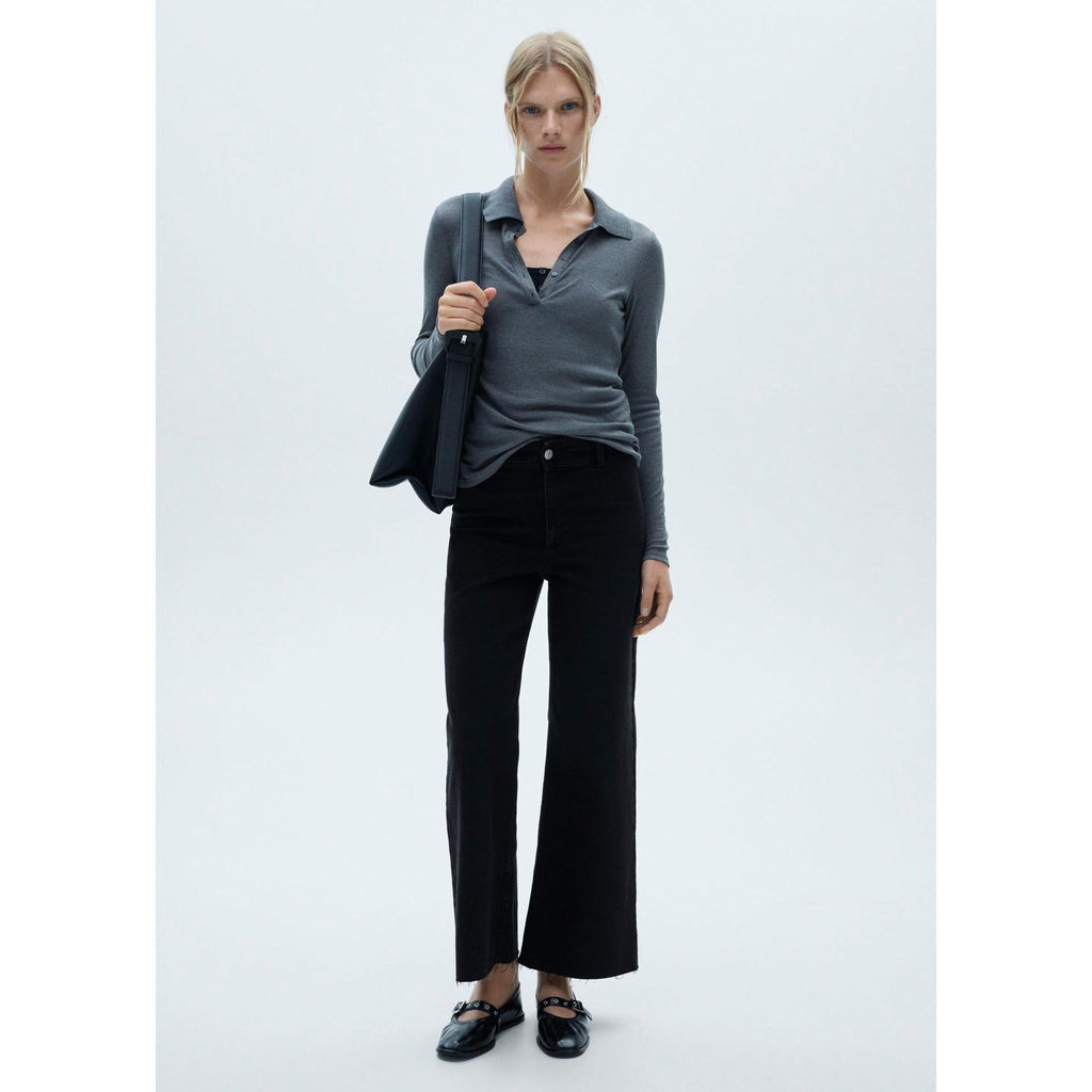 Vaquero Estilo Falda-Pantalón Catherin Talle Alto - Black Denim