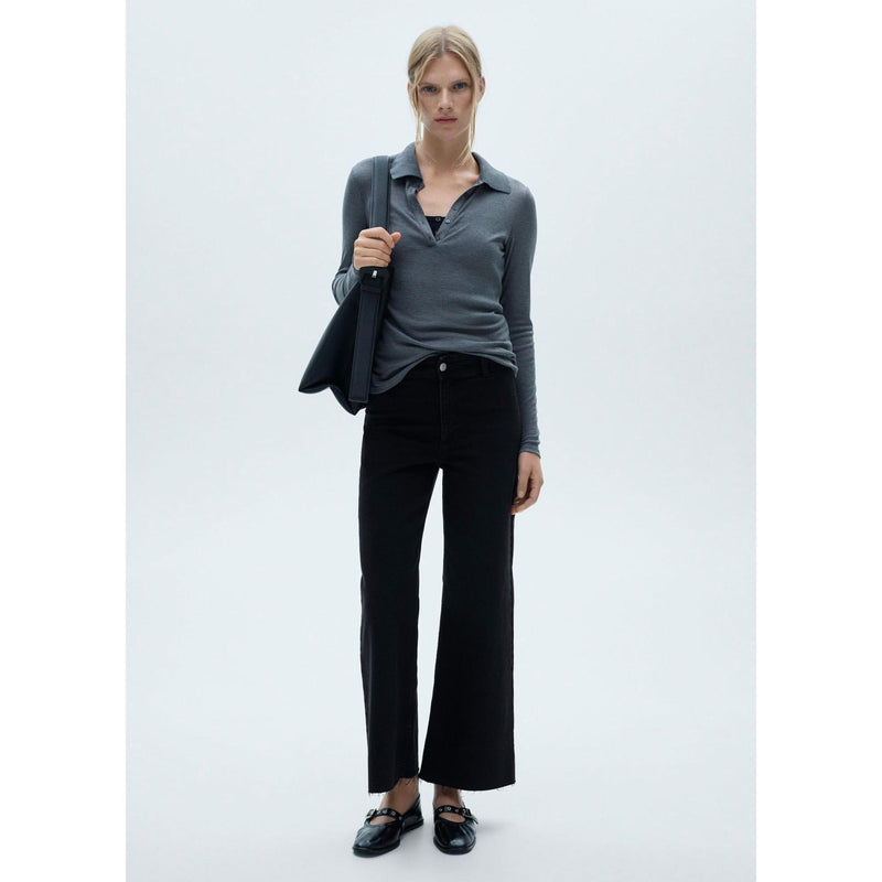 Jean Culotte Estilo Catherin Cintura Alta - Denim Negro