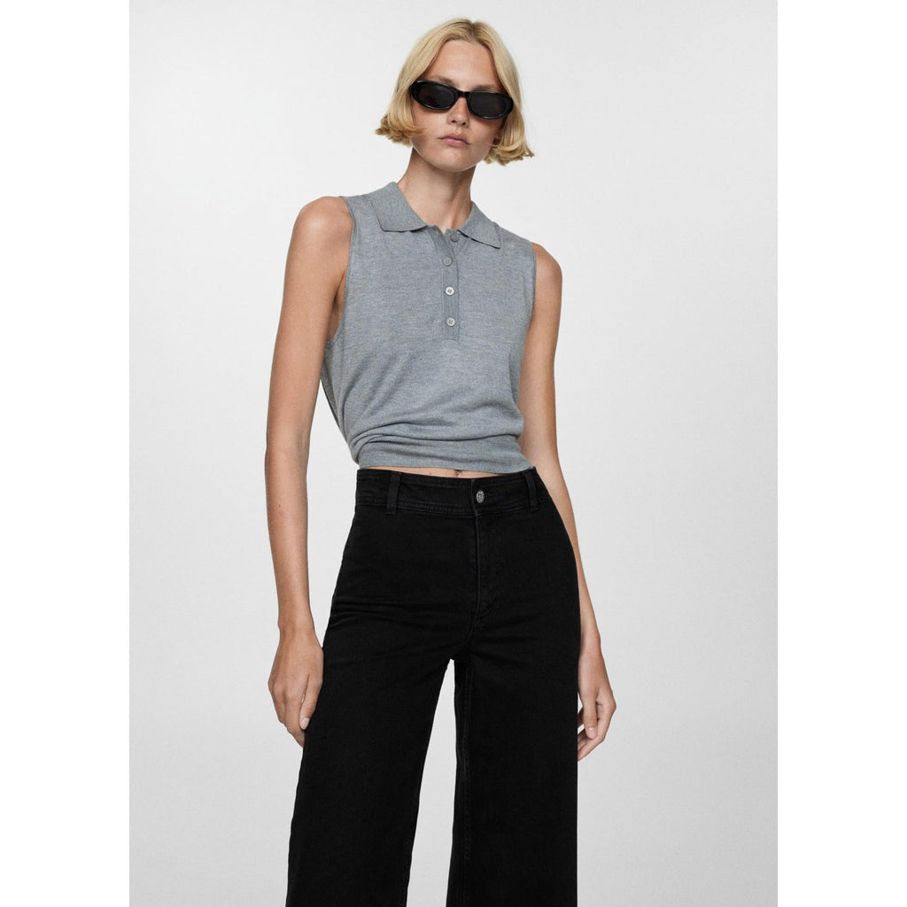 Vaquero Estilo Falda-Pantalón Catherin Talle Alto - Black Denim