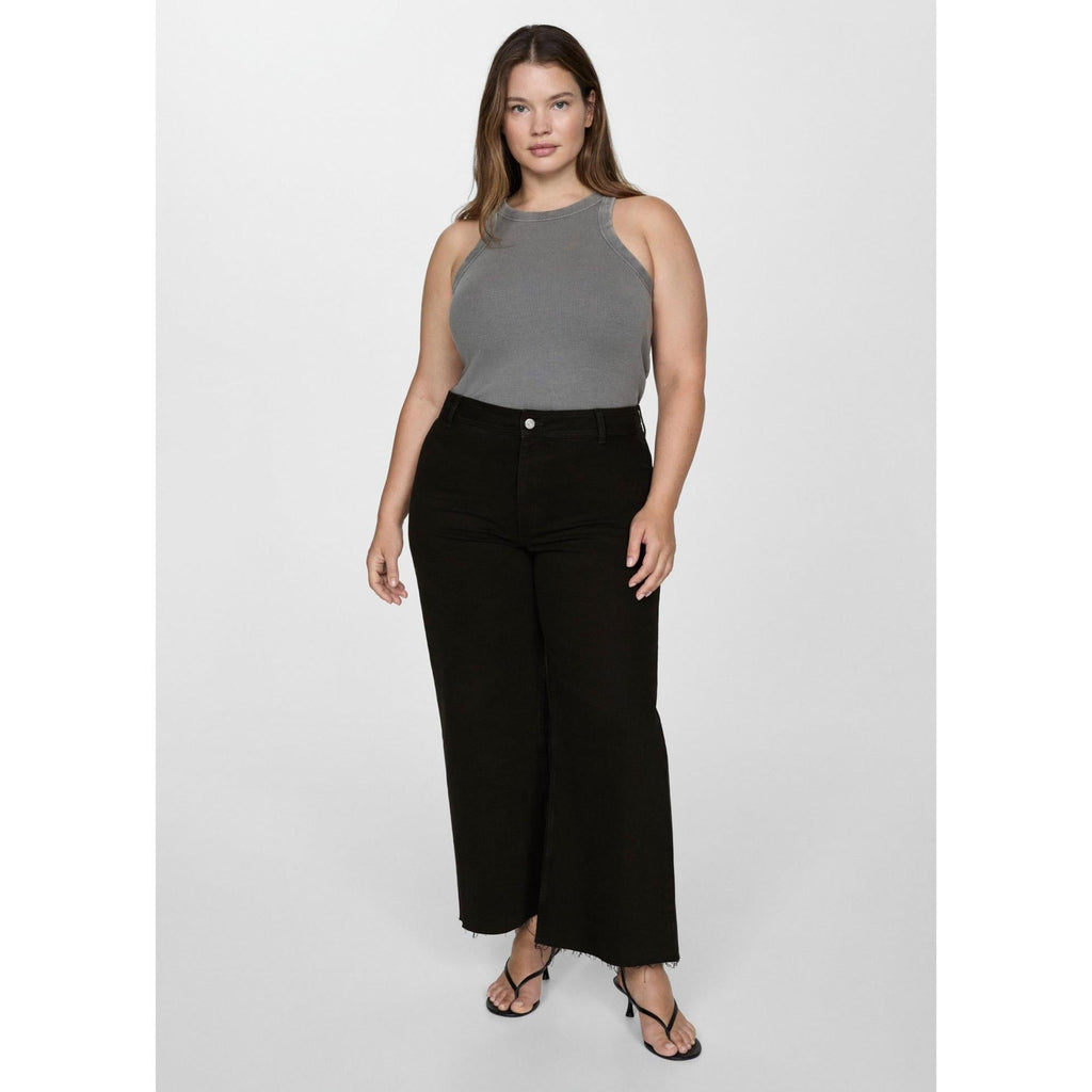 Vaquero Estilo Falda-Pantalón Catherin Talle Alto - Black Denim