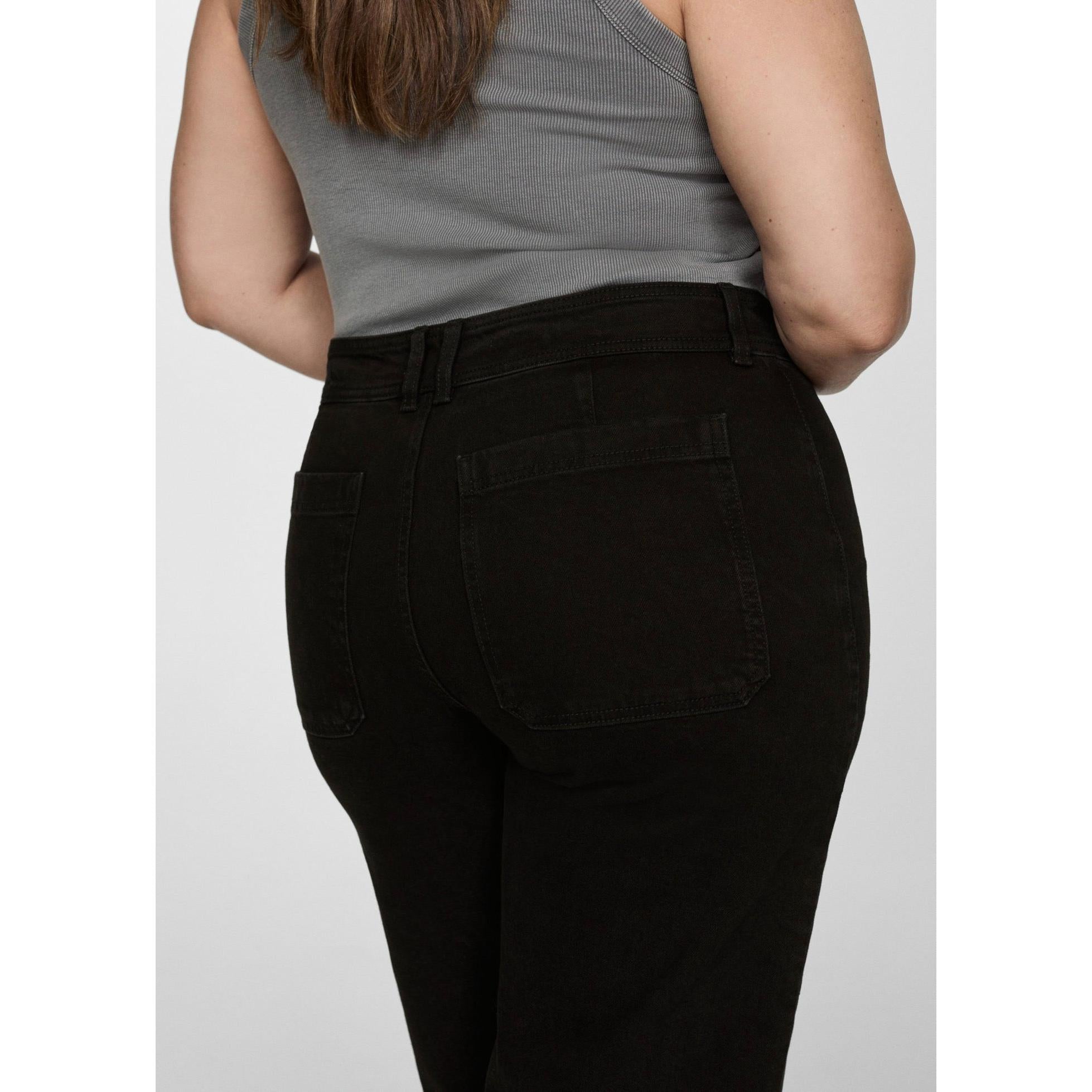 Vaquero Estilo Falda-Pantalón Catherin Talle Alto - Black Denim