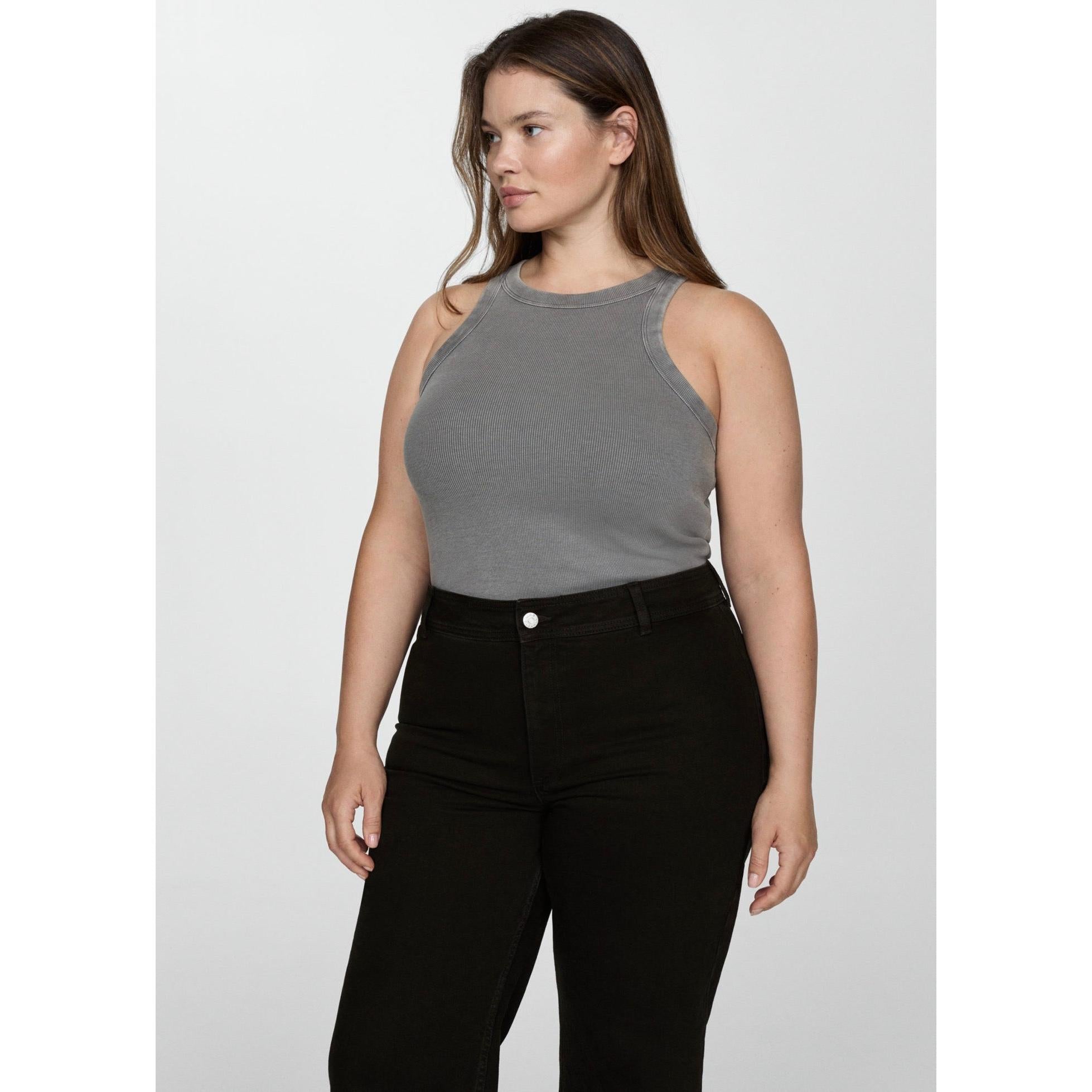 Vaquero Estilo Falda-Pantalón Catherin Talle Alto - Black Denim