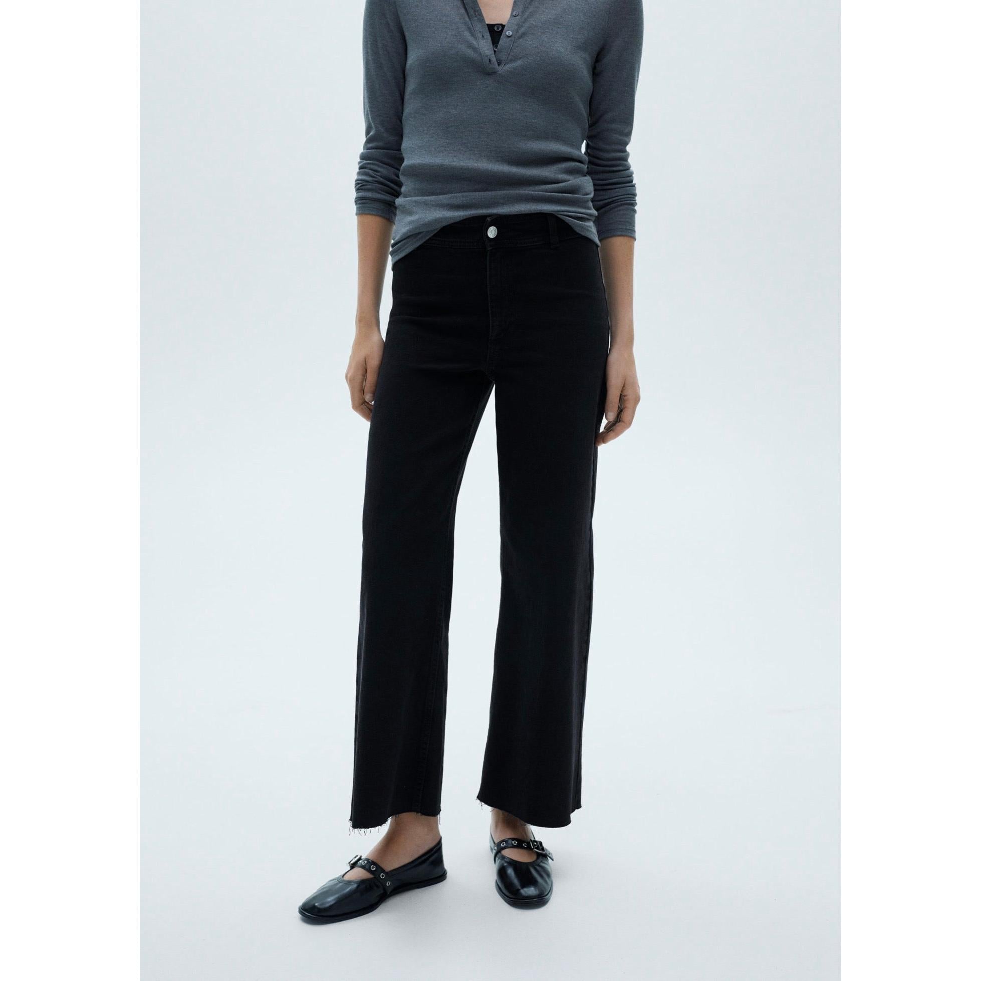 Vaquero Estilo Falda-Pantalón Catherin Talle Alto - Black Denim