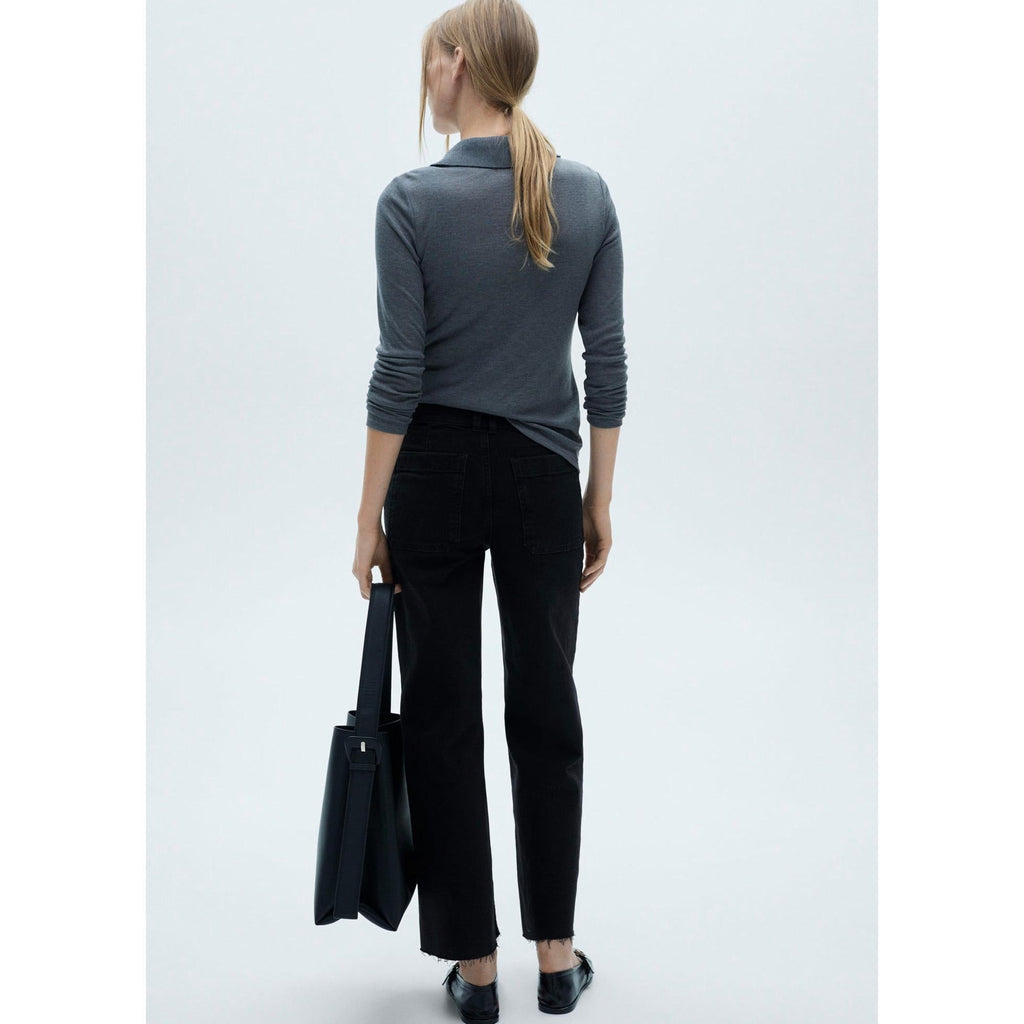 Vaquero Estilo Falda-Pantalón Catherin Talle Alto - Black Denim