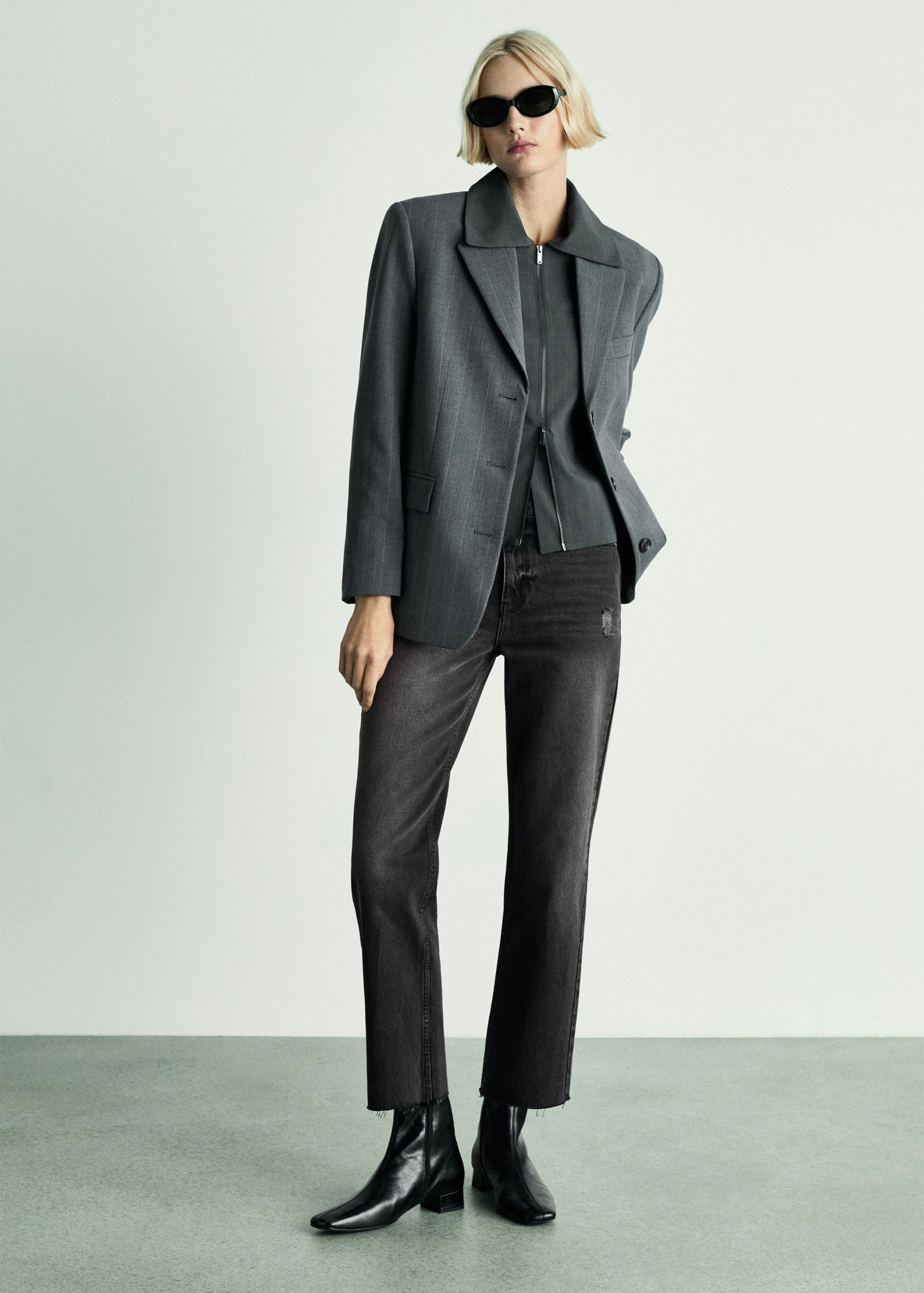 Vaquero Blanca Recto Crop - Black Denim