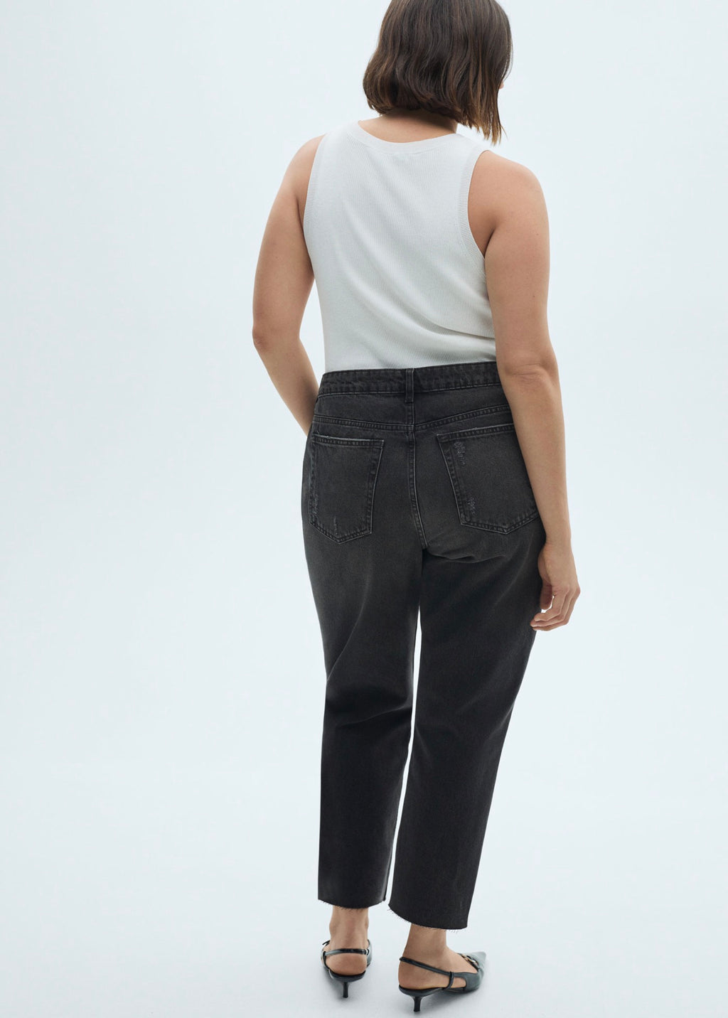 Vaquero Blanca Recto Crop - Black Denim