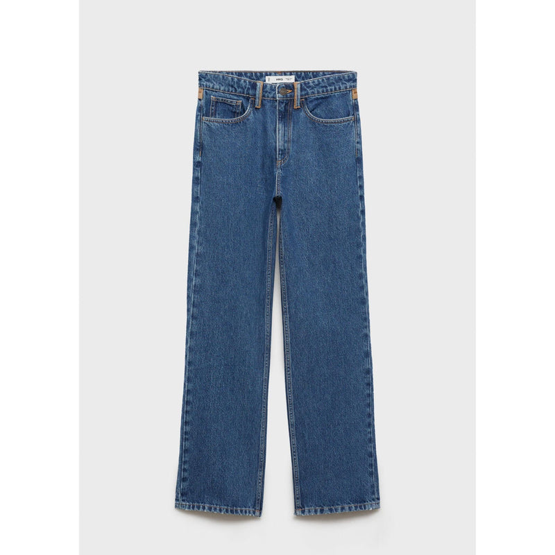 Straight Jeans with Contrasting Details - Dark Blue