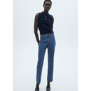 Straight Jeans with Contrasting Details - Dark Blue
