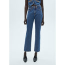 Straight Jeans with Contrasting Details - Dark Blue