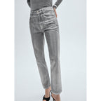 Foil Silver Straight-Leg Jeans