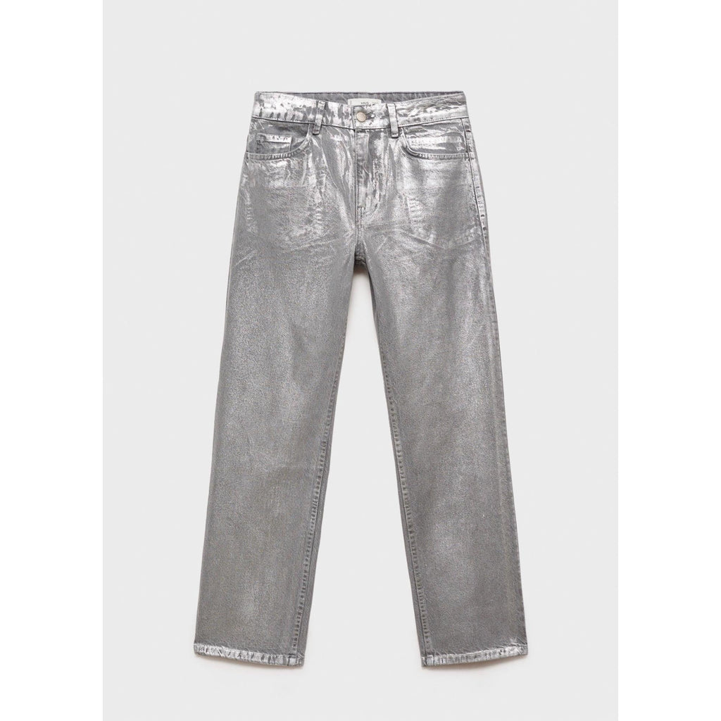 Foil Silver Straight-Leg Jeans