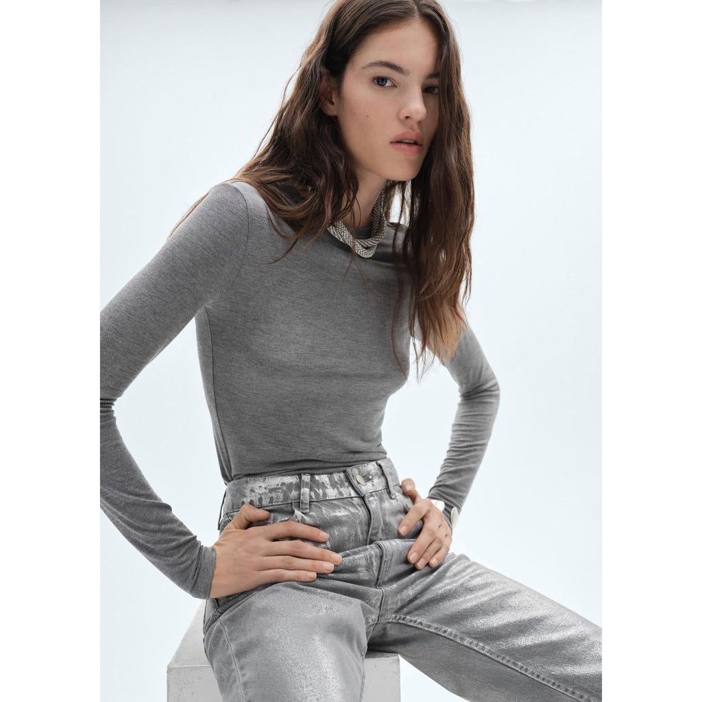 Foil Silver Straight-Leg Jeans