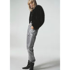 Foil Silver Straight-Leg Jeans