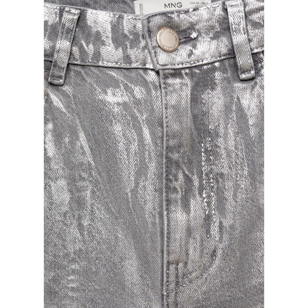 Foil Silver Straight-Leg Jeans
