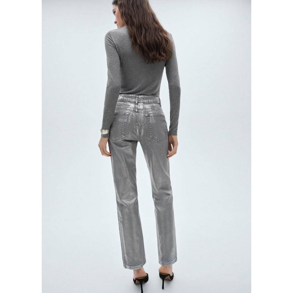 Foil Silver Straight-Leg Jeans
