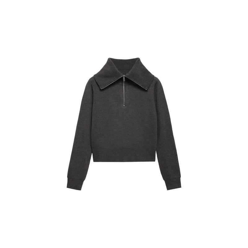 Pull-Over Col Roulé Fermeture Éclair - Charcoal