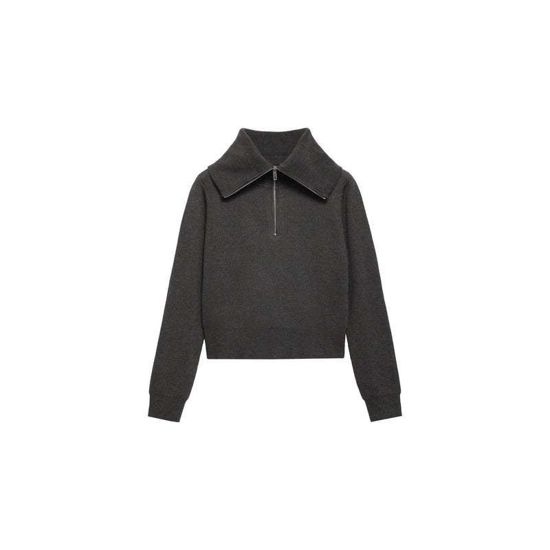 Turtleneck Zipper Sweater - Charcoal