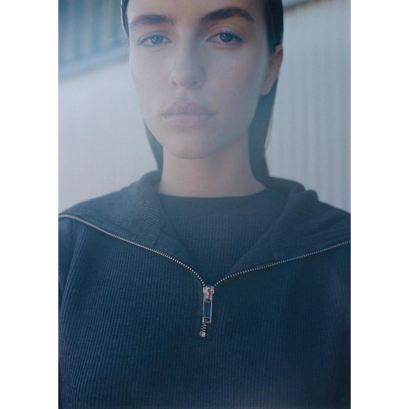 Turtleneck Zipper Sweater - Charcoal