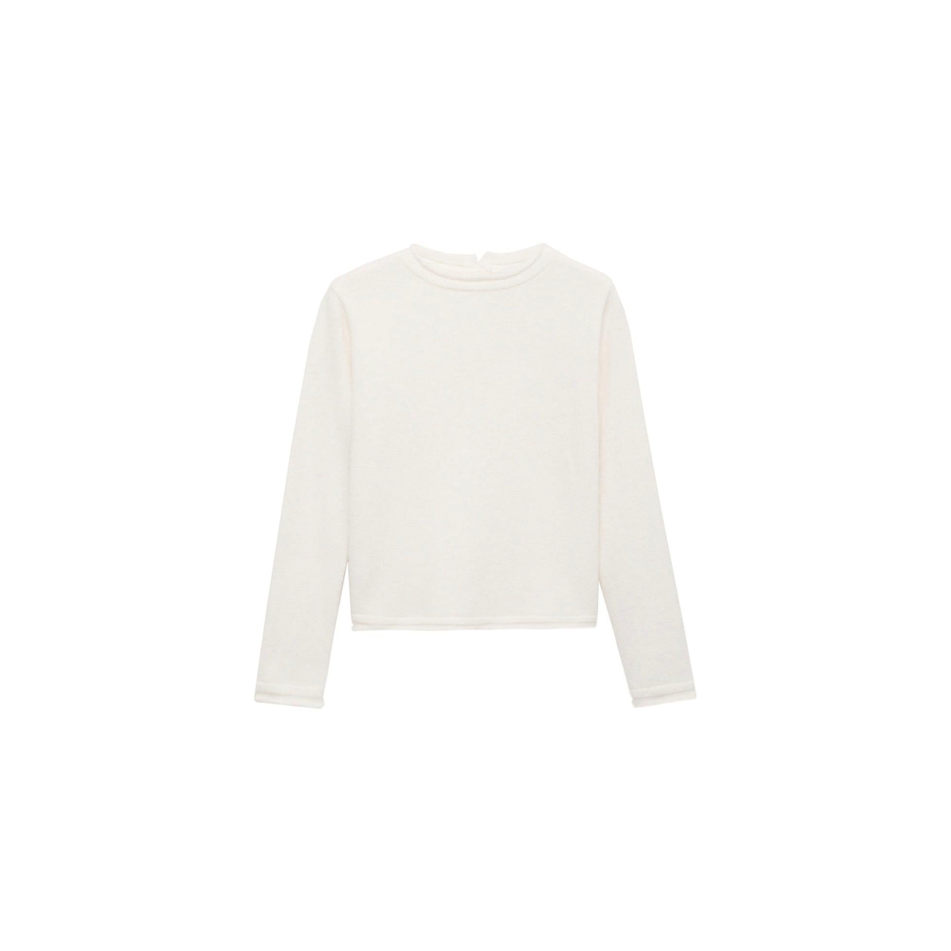 Jersey Cuello Redondo Botones - Crudo