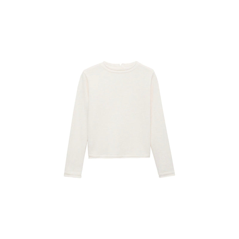 Round Neck Buttoned Sweater - Ecru