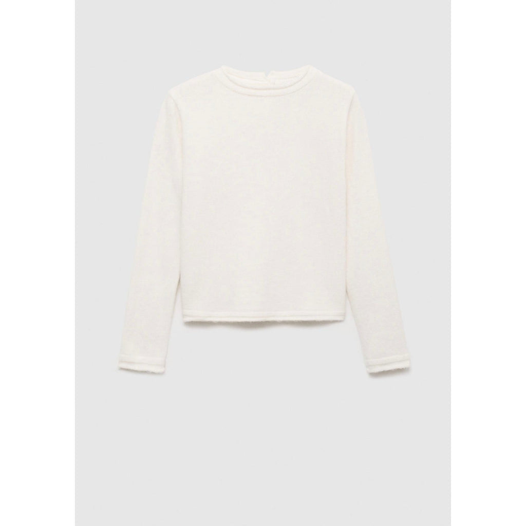 Jersey Cuello Redondo Botones - Crudo