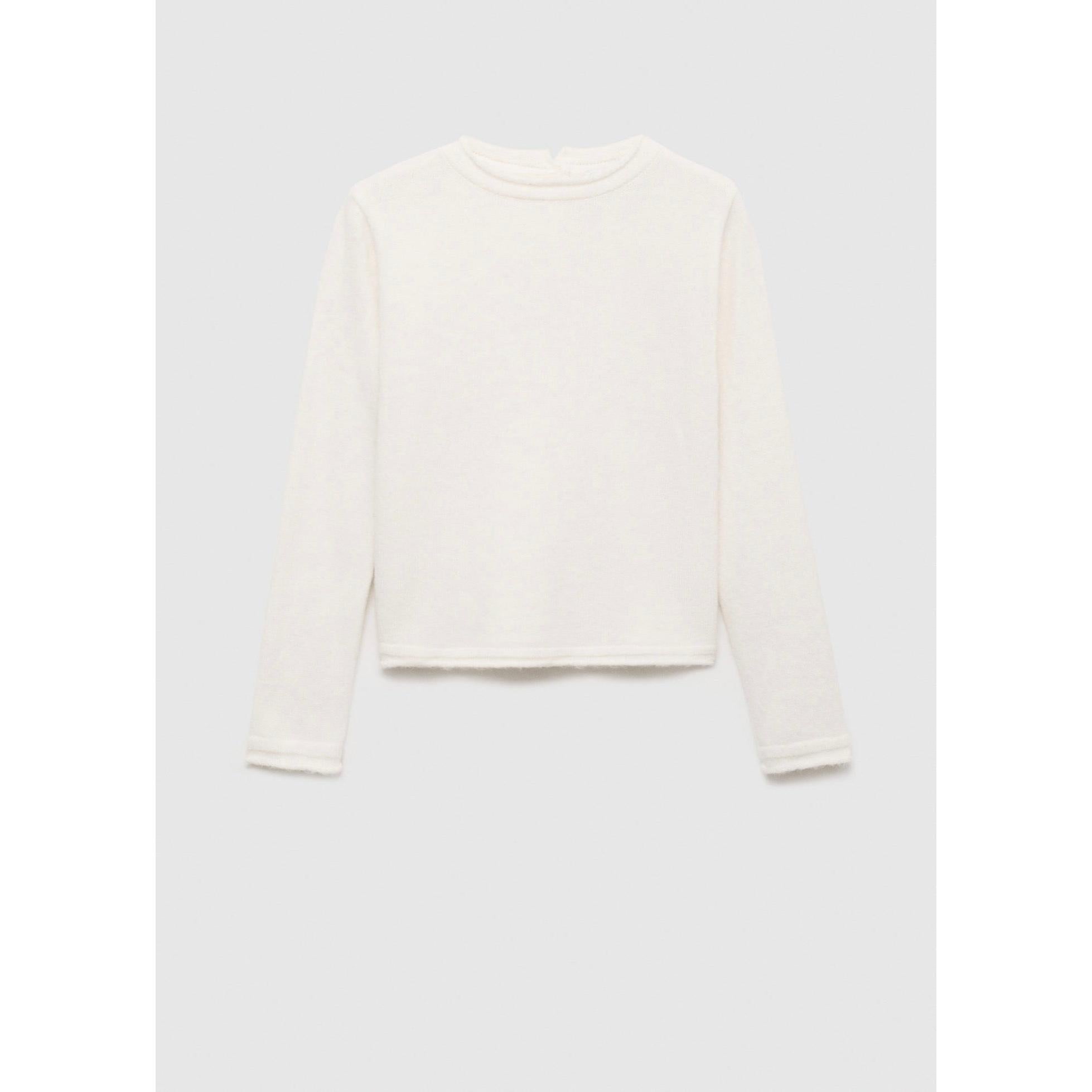 Jersey Cuello Redondo Botones - Crudo