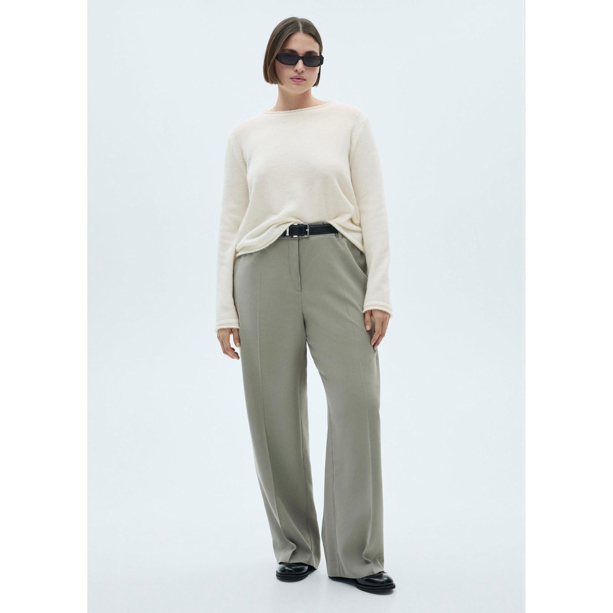 Jersey Cuello Redondo Botones - Crudo