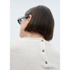 Jersey Cuello Redondo Botones - Crudo