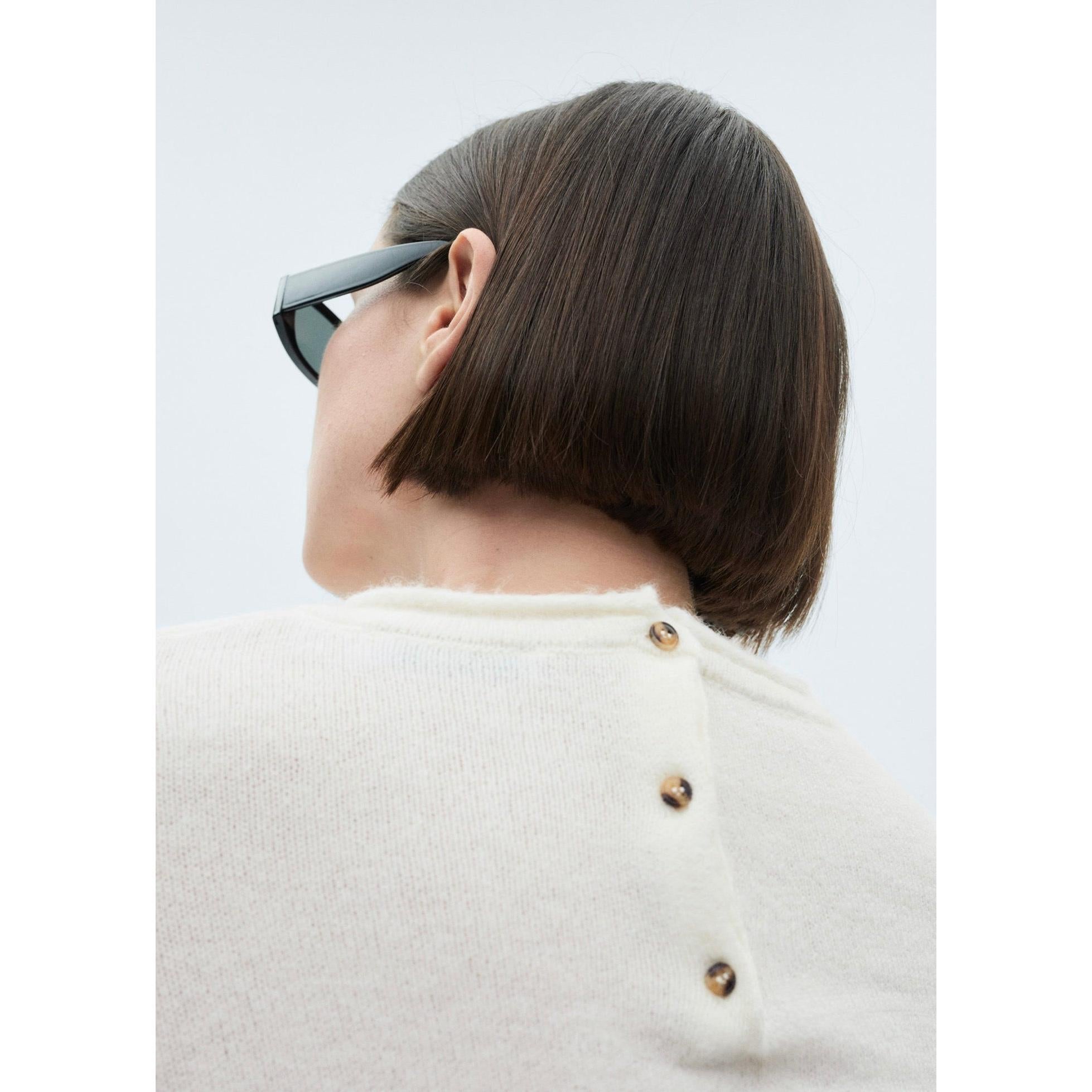 Jersey Cuello Redondo Botones - Crudo