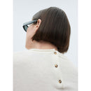 Round Neck Buttoned Sweater - Ecru
