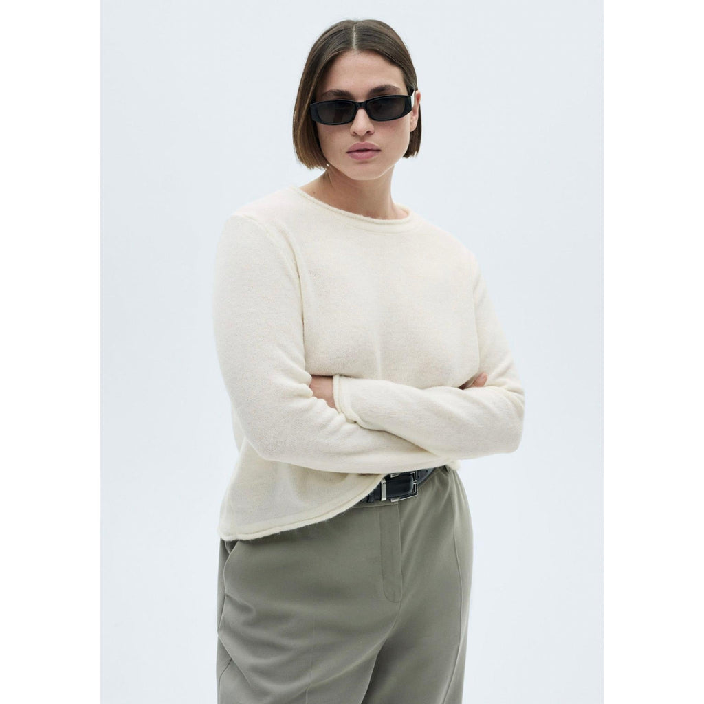 Jersey Cuello Redondo Botones - Crudo