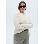 Jersey Cuello Redondo Botones - Crudo