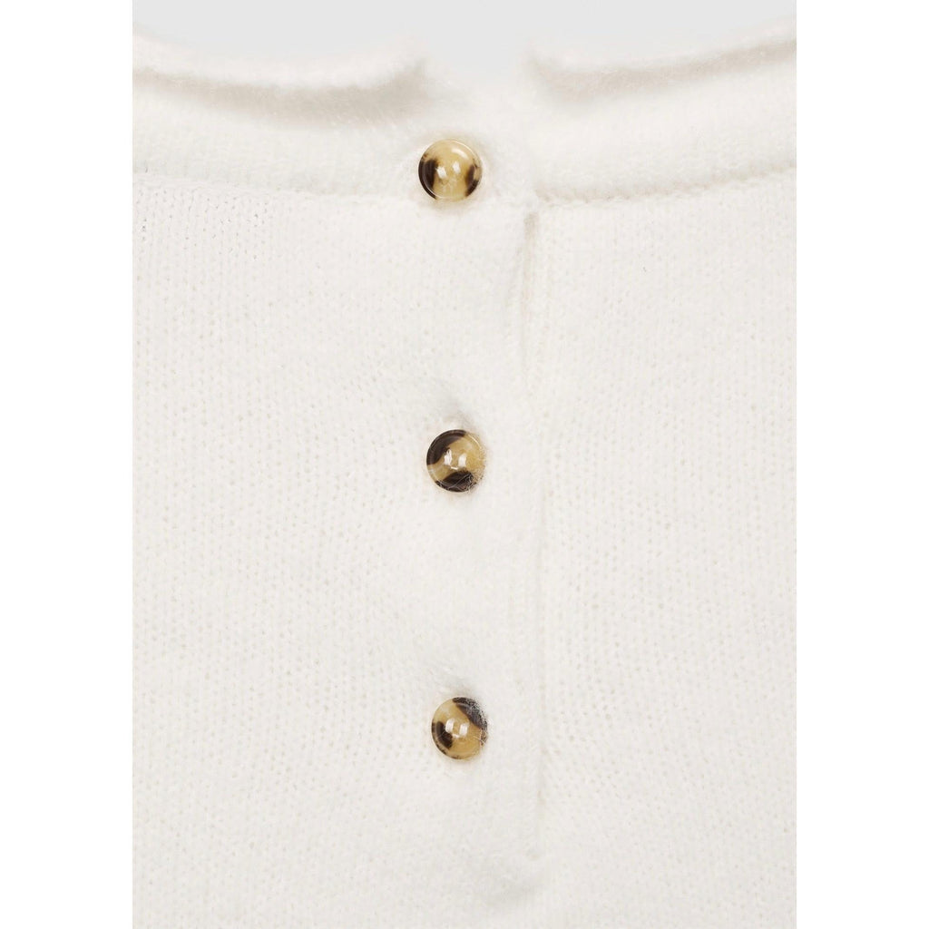 Jersey Cuello Redondo Botones - Crudo