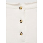 Jersey Cuello Redondo Botones - Crudo