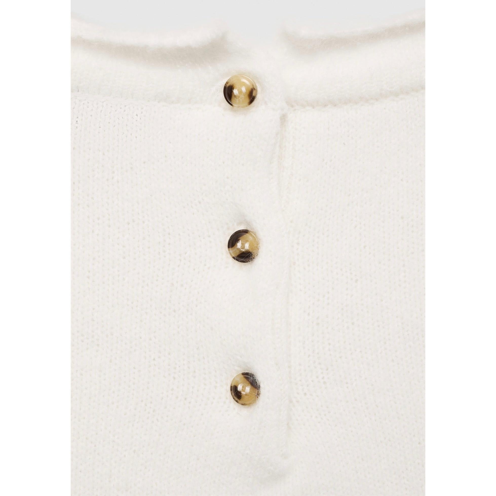Jersey Cuello Redondo Botones - Crudo