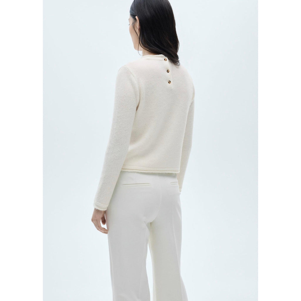 Jersey Cuello Redondo Botones - Crudo