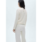 Jersey Cuello Redondo Botones - Crudo