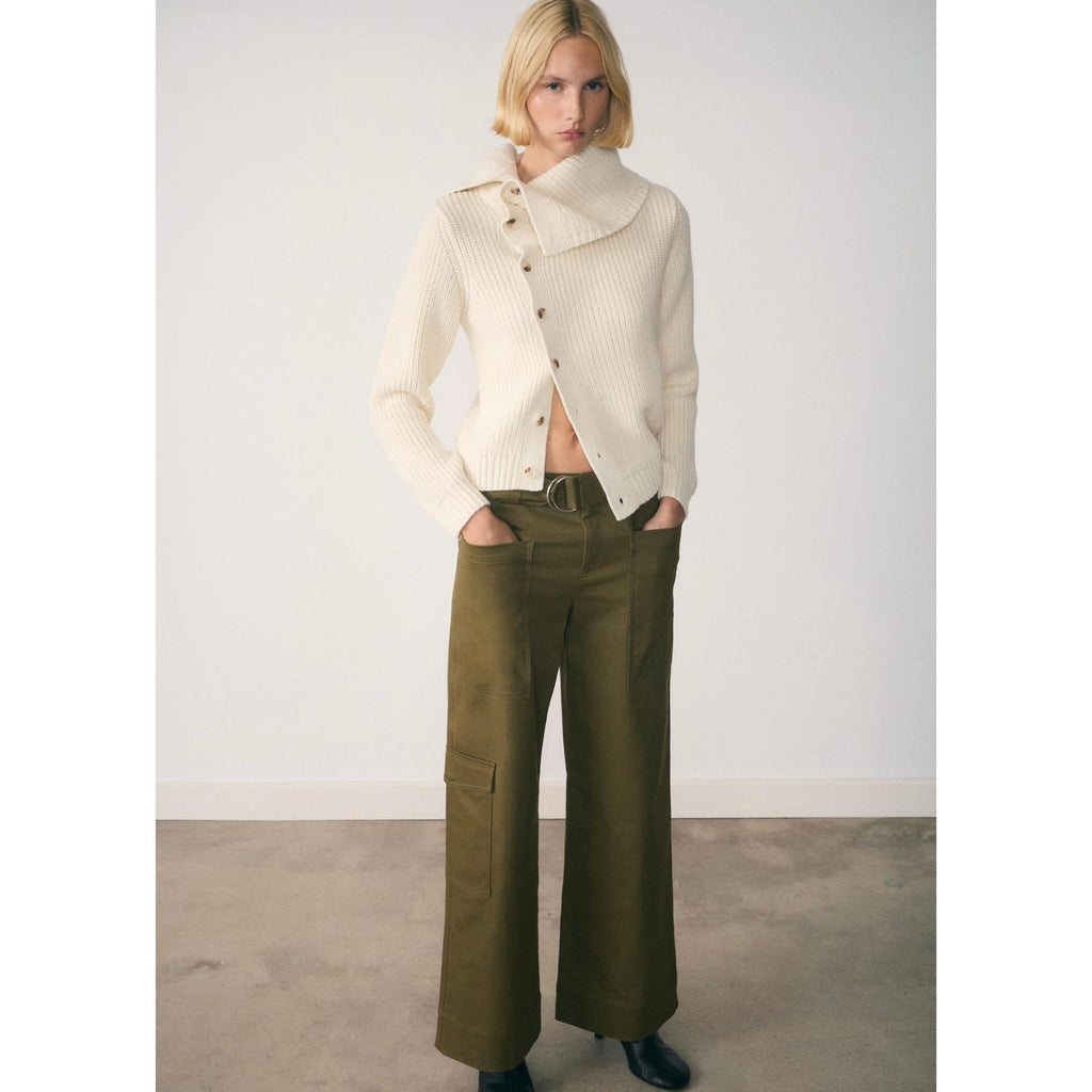 Jersey con Botones Cuello Vuelto - Crudo